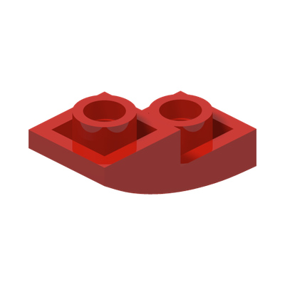 PLATE, W/ HALF BOW, INV. 1X2X2/3 · LEGO 6186398 (réf. BrickLink 24201) · Bright Red (réf. BrickLink Red)