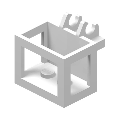 Crane Bucket Lift Basket 2 x 3 x 2 with Non-Locking Hinge Fingers · LEGO 4140735 (réf. BrickLink 2424) · Couleur BrickLink : White