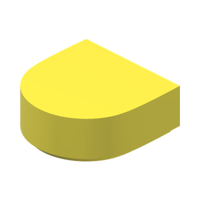 FLAT TILE 1X1, 1/2 CIRCLE · Cool Yellow (réf. BrickLink Bright Light Yellow)