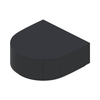 FLAT TILE 1X1, 1/2 CIRCLE · Black (réf. BrickLink Black)