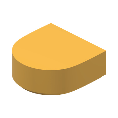 FLAT TILE 1X1, 1/2 CIRCLE · Flame Yellowish Orange (réf. BrickLink Bright Light Orange)