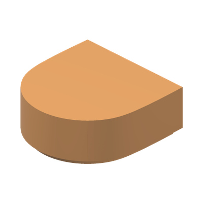 FLAT TILE 1X1, 1/2 CIRCLE · Medium Nougat (réf. BrickLink Medium Nougat)