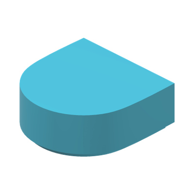 FLAT TILE 1X1, 1/2 CIRCLE · Medium Azur (réf. BrickLink Medium Azure)