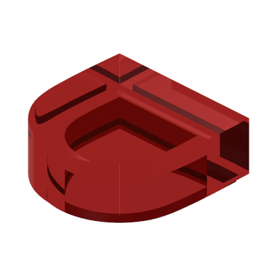 FLAT TILE 1X1, 1/2 CIRCLE · Tr. Red (réf. BrickLink Trans-Red)