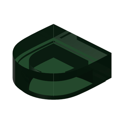 FLAT TILE 1X1, 1/2 CIRCLE · Tr. Green (réf. BrickLink Trans-Green)