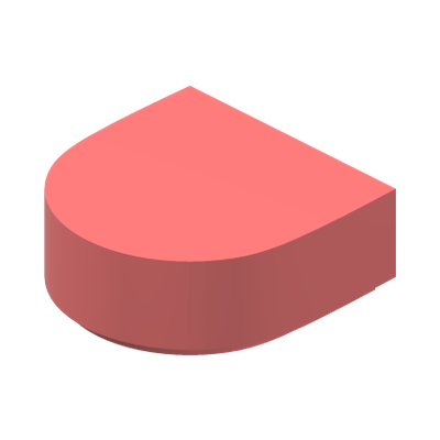 FLAT TILE 1X1, 1/2 CIRCLE · Vibrant Coral (réf. BrickLink Coral)