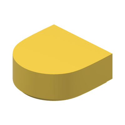 FLAT TILE 1X1, 1/2 CIRCLE · Bright Yellow (réf. BrickLink Yellow)