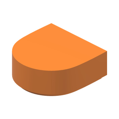 FLAT TILE 1X1, 1/2 CIRCLE · Bright Orange (réf. BrickLink Orange)