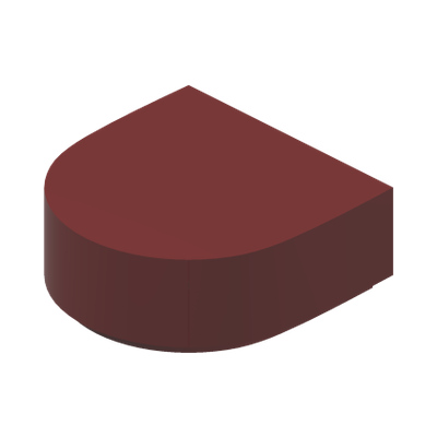 FLAT TILE 1X1, 1/2 CIRCLE · New Dark Red (réf. BrickLink Dark Red)