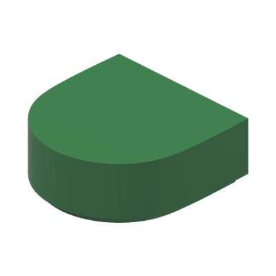 Tile, Round  1 x 1 Half Circle Extended · Dark Green (réf. BrickLink Green)
