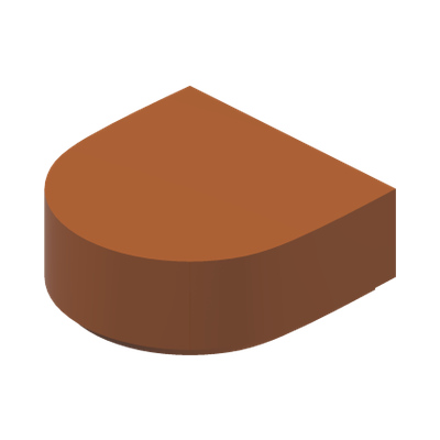 FLAT TILE 1X1, 1/2 CIRCLE · Dark Orange (réf. BrickLink Dark Orange)
