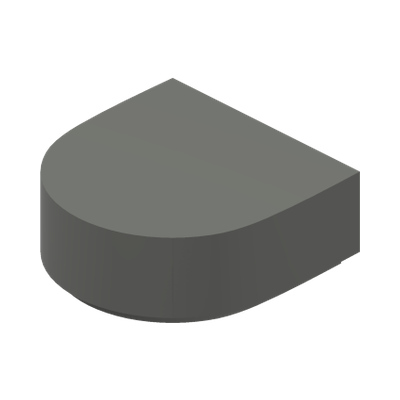 FLAT TILE 1X1, 1/2 CIRCLE · Dark Stone Grey (réf. BrickLink Dark Bluish Gray)