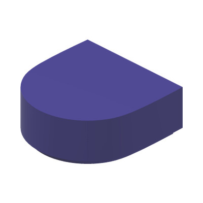 FLAT TILE 1X1, 1/2 CIRCLE · Medium Lilac (réf. BrickLink Dark Purple)