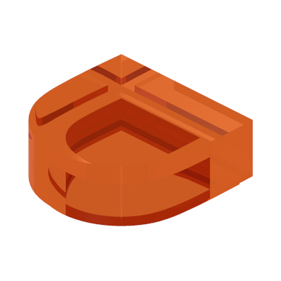 FLAT TILE 1X1, 1/2 CIRCLE · Tr. Bright Orange (réf. BrickLink Trans-Orange)