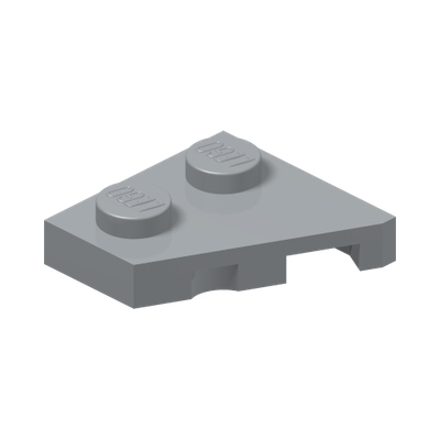 LEFT PLATE 2X2, 27 DEG. · Medium Stone Grey (réf. BrickLink Light Bluish Gray)