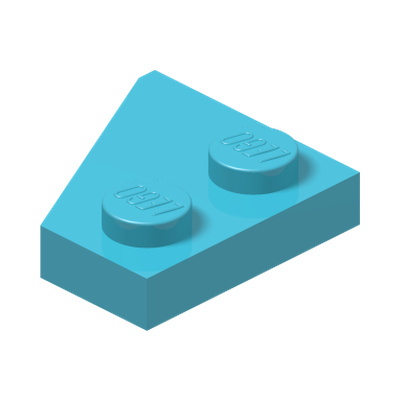 RIGHT PLATE 2x2 27DEG · Medium Azur (réf. BrickLink Medium Azure)