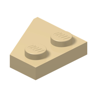RIGHT PLATE 2x2 27DEG · Brick Yellow (réf. BrickLink Tan)