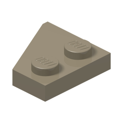 RIGHT PLATE 2x2 27DEG · Sand Yellow (réf. BrickLink Dark Tan)