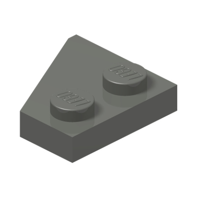 RIGHT PLATE 2x2 27DEG · Dark Stone Grey (réf. BrickLink Dark Bluish Gray)
