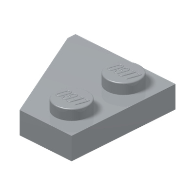 RIGHT PLATE 2x2 27DEG · Medium Stone Grey (réf. BrickLink Light Bluish Gray)