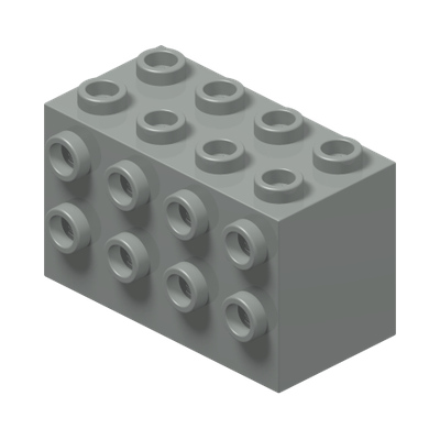 Brick, Modified 2 x 4 x 2 with Studs on Sides · LEGO 4142113 (réf. BrickLink 2434) · Couleur BrickLink : Light Gray