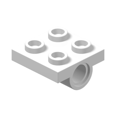 Plate, Modified 2 x 2 with Pin Hole · LEGO 244401 (réf. BrickLink 2444) · Couleur BrickLink : White