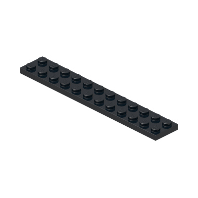 PLATE 2X12 · Black (réf. BrickLink Black)