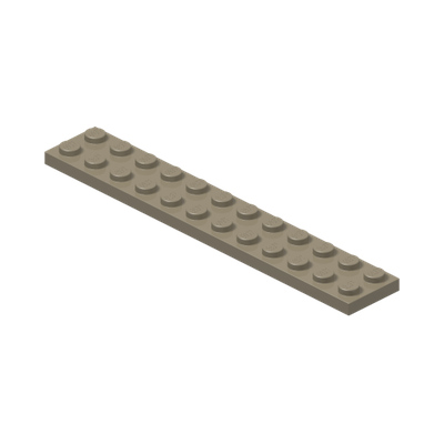 PLATE 2X12 · Sand Yellow (réf. BrickLink Dark Tan)