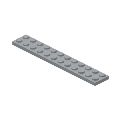 PLATE 2X12 · Medium Stone Grey (réf. BrickLink Light Bluish Gray)