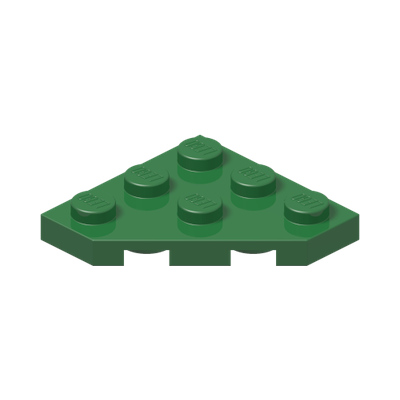 Wedge, Plate 3 x 3 Cut Corner · Dark Green (réf. BrickLink Green)