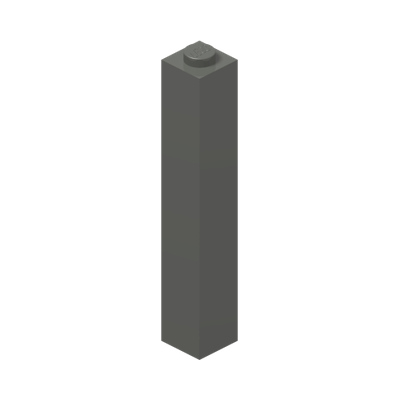 BRICK 1X1X5 · Dark Stone Grey (réf. BrickLink Dark Bluish Gray)