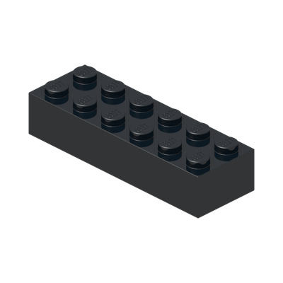 BRICK 2X6 · Black (réf. BrickLink Black)