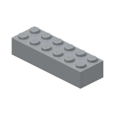 BRICK 2X6 · Medium Stone Grey (réf. BrickLink Light Bluish Gray)