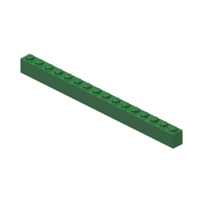 BRICK 1X16 · Dark Green (réf. BrickLink Green)