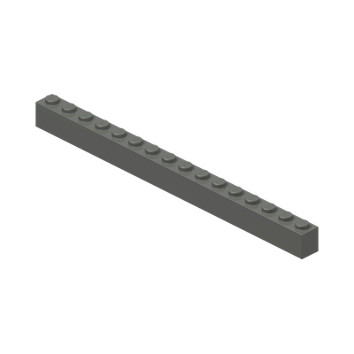 BRICK 1X16 · Dark Stone Grey (réf. BrickLink Dark Bluish Gray)