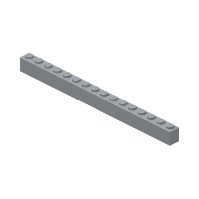 BRICK 1X16 · Medium Stone Grey (réf. BrickLink Light Bluish Gray)