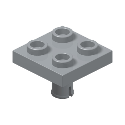 PLATE 2X2 INVERTED W. SNAP · Medium Stone Grey (réf. BrickLink Light Bluish Gray)