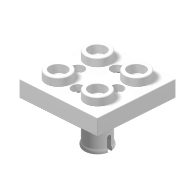 Plate, Modified 2 x 2 with Pin on Bottom, Small Holes in Plate and Locking Fingers on Underside · Réf. BrickLink 2476b · Couleur BrickLink : White