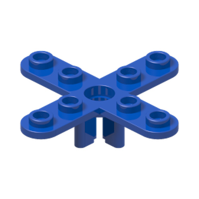 Propeller 4 Blade 5 Diameter with Rounded Ends and Open Hub · Réf. BrickLink 2479 · Bright Blue (réf. BrickLink Blue)