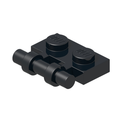 PLATE 1X2 W. STICK · Black (réf. BrickLink Black)
