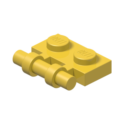 PLATE 1X2 W. STICK · Bright Yellow (réf. BrickLink Yellow)