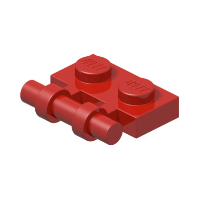 PLATE 1X2 W. STICK · Bright Red (réf. BrickLink Red)