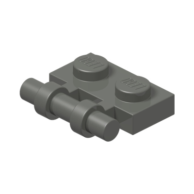 PLATE 1X2 W. STICK · Dark Stone Grey (réf. BrickLink Dark Bluish Gray)