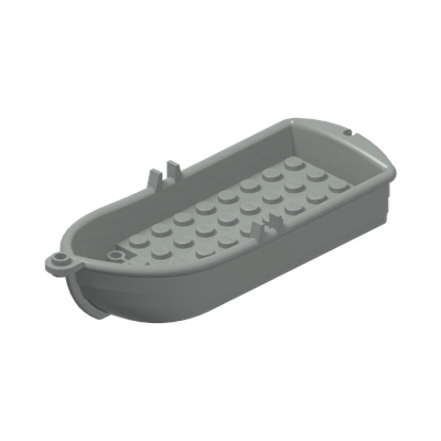 Boat, 14 x 5 x 2 with Oarlocks and 2 Hollow Inside Studs · LEGO 4185489 (réf. BrickLink 2551) · Couleur BrickLink : Light Gray