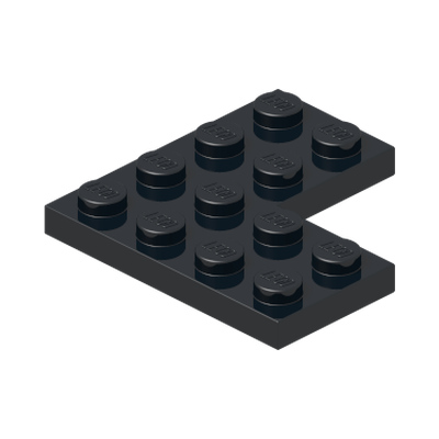 CORNER PLATE 2X4X4 · Black (réf. BrickLink Black)
