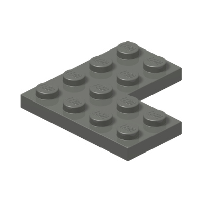 CORNER PLATE 2X4X4 · Dark Stone Grey (réf. BrickLink Dark Bluish Gray)