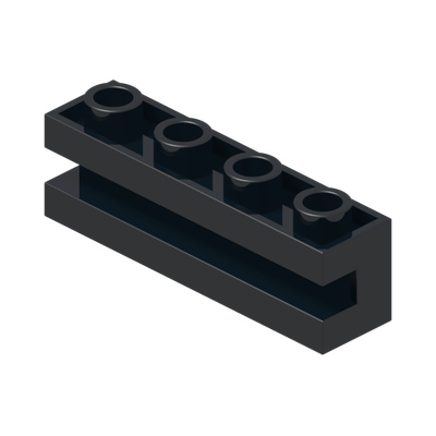 SLIDING PIECE 1X4 · Black (réf. BrickLink Black)
