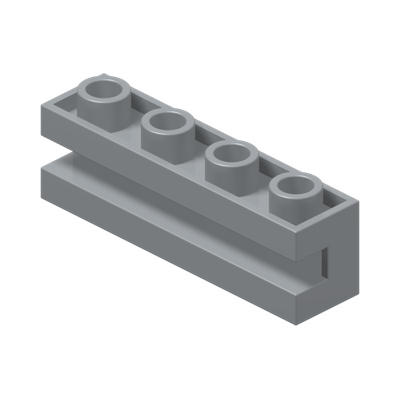 SLIDING PIECE 1X4 · Medium Stone Grey (réf. BrickLink Light Bluish Gray)