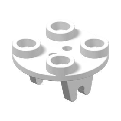 Plate, Round 2 x 2 Thin with Wheel Holder · LEGO 4160238 (réf. BrickLink 2655) · Couleur BrickLink : White