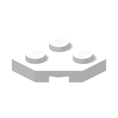 PLATE 2X2, CORNER, 45 DEG. · LEGO 6176240 (réf. BrickLink 26601) · White (réf. BrickLink White)